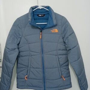 The North Face Light Blue Utility Puffer Jacket Zip up Pockets